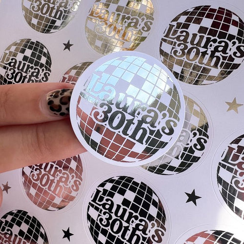Stickers personalizadas para negocios y eventos con foil metalico